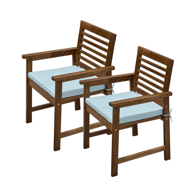 Wood Outdoor Dining Armchair with Cushion